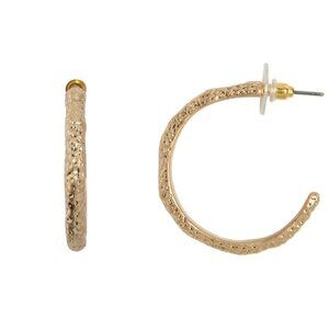 Women Fashion Textured Gold Tone Hoops